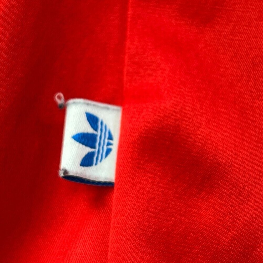 Adidas Hoodie Mens Small Red Satin Shiny Long Sleeve Pullover Streetwear Trefoil - Picture 9 of 11